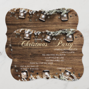 Invitation Texture de bois, Soirée de Noël d'entreprise