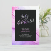 Invitation Texture de fluide rose et violet pour les 40 ans d (Debout devant)
