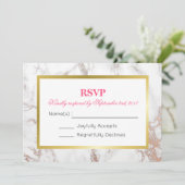 Invitation Texture de marbre faux blanc avec un cadre doré RS (Debout devant)