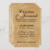 Invitation Texture de parchemin de Faux antique Simple Mariag (Devant / Derrière)