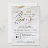 Invitation Texture de perle élégante et classique 25e anniver (Devant)