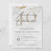 Invitation Texture de perle élégante et classique 40e anniver (Devant)