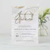 Invitation Texture de perle élégante et classique 40e anniver (Debout devant)