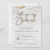 Invitation Texture de perle élégante et classique 50e anniver (Devant)