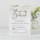 Invitation Texture de perle élégante et classique 50e anniver (Debout devant)