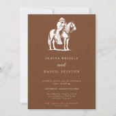 Invitation Texture de photo de mariage de campagne de cheval (Devant)
