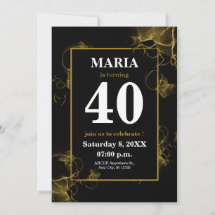 Invitation Texture d'encre acrylique noire moderne or
