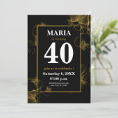 Invitation texture d'encre acrylique or noir moderne  (Debout devant)