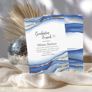 Invitation Texture d'encre alcoolique bleue aquarelle brunch