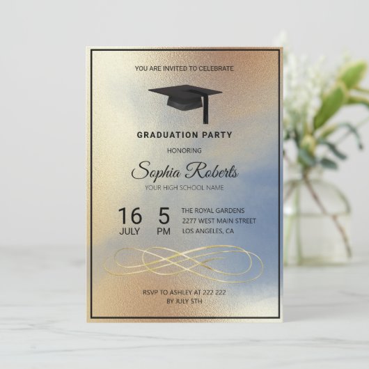 Invitation Texture dorée (Debout devant)