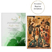 Invitation Texture du canyon vert Baptême chrétien orthodoxe