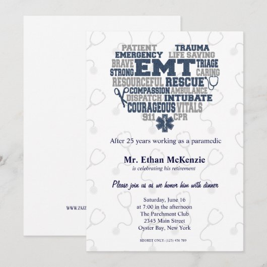 Invitation texture du Denim de retraite EMT (Devant / Derrière)