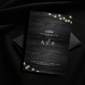 Invitation Texture en bois noir blanc Mariage musulman Monogr
