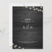 Invitation Texture en bois noir blanc Mariage musulman Monogr (Dos)