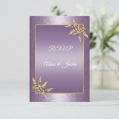 Invitation Texture feuille OR Violet ÉLÉGANT Réponse Moderne (Debout devant)