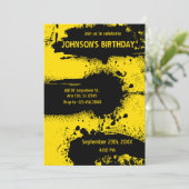 INVITATION TEXTURE GRUNGE JAUNE ET NOIR  (Debout devant)