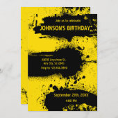 INVITATION TEXTURE GRUNGE JAUNE ET NOIR  (Devant / Derrière)