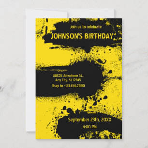 INVITATION TEXTURE GRUNGE JAUNE ET NOIR 
