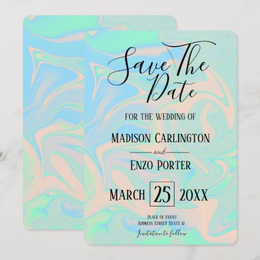 Invitation Texture irisée liquide (Devant / Derrière)