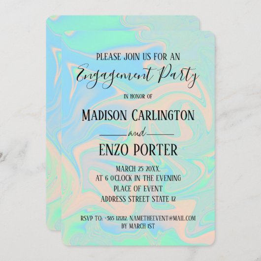 Invitation Texture irisée liquide (Devant / Derrière)