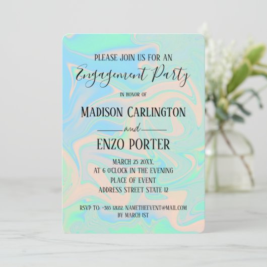 Invitation Texture irisée liquide (Debout devant)