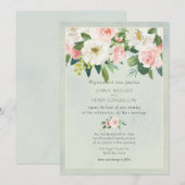 Invitation Texture Roses rose pâle Mariage floral (Devant / Derrière)