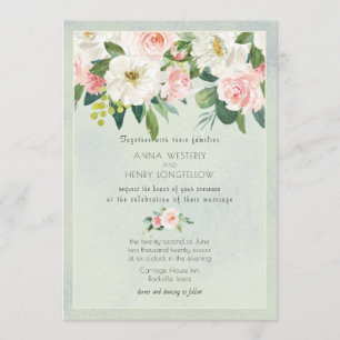 Invitation Texture Roses rose pâle Mariage floral