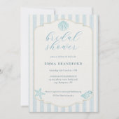 Invitation Textured Coastal Seashell Nautical Bridal Shower (Devant)