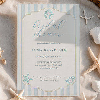 Invitation Textured Coastal Seashell Nautical Bridal Shower