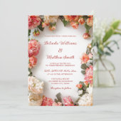 Invitation Textured Floral Wreath  Wedding (Debout devant)