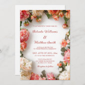 Invitation Textured Floral Wreath  Wedding (Devant / Derrière)