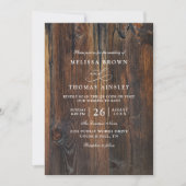 Invitation Textured Wood Rustic Country QR Code Wedding (Devant)