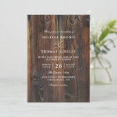 Invitation Textured Wood Rustic Country QR Code Wedding (Debout devant)
