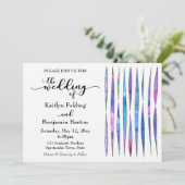 Invitation Textures Aquarelle Blanc Violet Rose Bleu Mariage (Debout devant)
