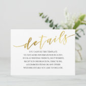 Invitation Textures de feuille d'or Détails de mariage minima (Debout devant)