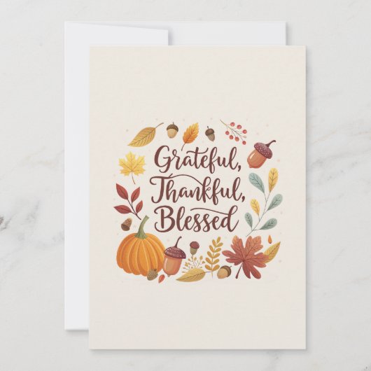 Invitation Thankful Grateful Blessed leaf Thanksgiving Fall (Dos)