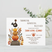 Invitation Thankful Grateful Blessed Thanksgiving Dinner  (Debout devant)