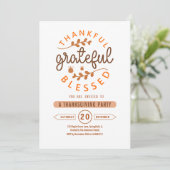Invitation Thankful Grateful Blessed Thanksgiving Party (Debout devant)