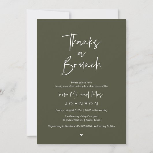 Invitation Thanks a Brunch, Post modern wedding celebration (Devant)