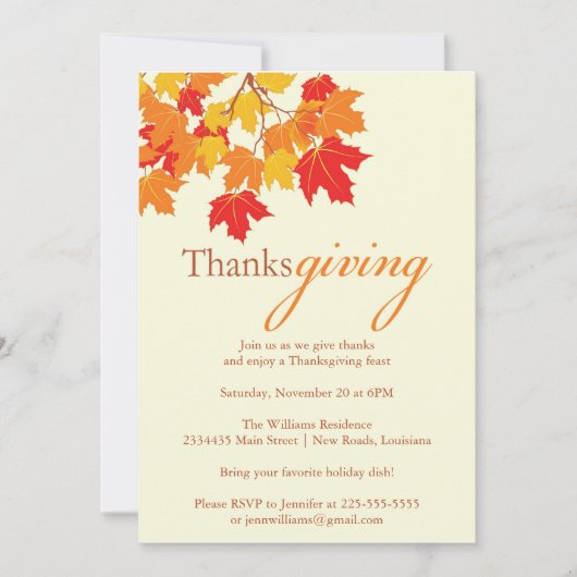 Invitation Thanksgiving (Devant)