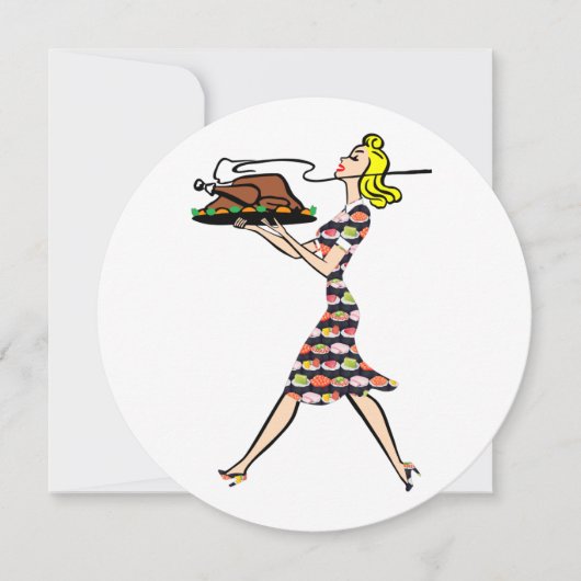 Invitation thanksgiving 1950 blonde femme au foyer (Devant)