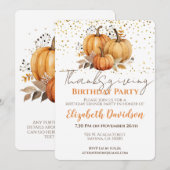 Invitation Thanksgiving Adulte fête d'anniversaire (Devant / Derrière)