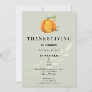 Invitation Thanksgiving arrive ! Citrouille du dîner V3