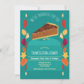 Invitation Thanksgiving Automne Feuilles Pecan Pie Blanc Turq (Devant)
