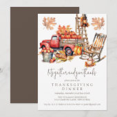 Invitation Thanksgiving Automne Watercolor Truck (Devant / Derrière)