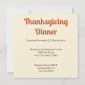 Invitation Thanksgiving Autumn Colonnes Stripes Dîner (Dos)