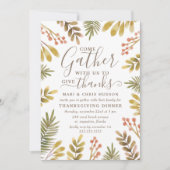 Invitation Thanksgiving Autumn Green Watercolor Wreath (Devant)