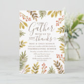 Invitation Thanksgiving Autumn Green Watercolor Wreath (Debout devant)