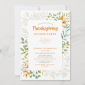 Invitation Thanksgiving Autumn Leaves Watercolor Fall Folid (Devant)