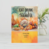 Invitation Thanksgiving avec la Turquie enregistrer la date d (Debout devant)